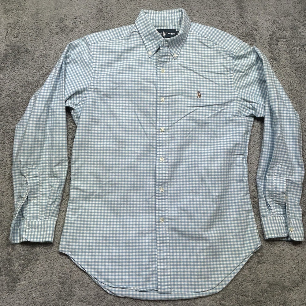 Ralph Lauren Shirt Men's M Blue Check Classic Oxford Button Down Flesh Pony OCBD
